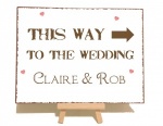 Personalised ''This Way To The Wedding'' Vintage Shabby Chic Metal Sign